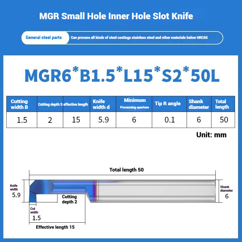 1134-MGR small bore groove cutter wear-resistant micro groove hook cutter CNC tungsten steel alloy small bore cutting groove turning tool Shandong Denso Pricision Tools Co.,Ltd.